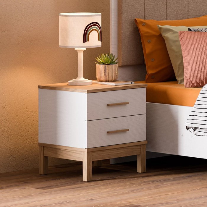 Hanah Home Mesita de Noche Madera y Roble Blanco Hanah Home Mesita de Noche Madera y Roble Blanco